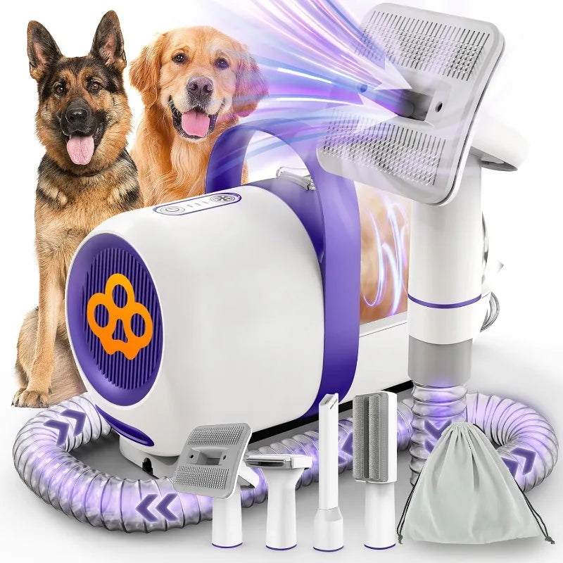 Low Noise Dog Grooming Vacuum Kit – 12kPa Suction for Shedding & Pet Hair Removal