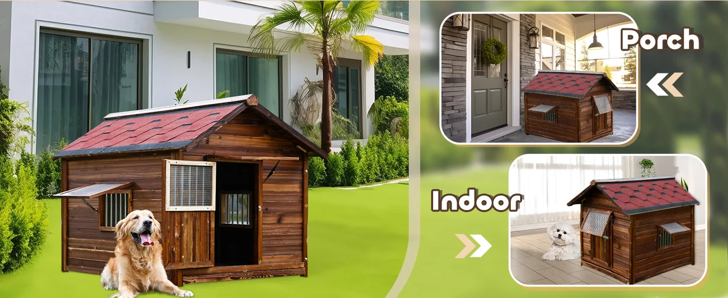 Large Outdoor Dog House – Weatherproof XXL Dog Kennel with Removable Floor & Roof, Insulated for Warmth