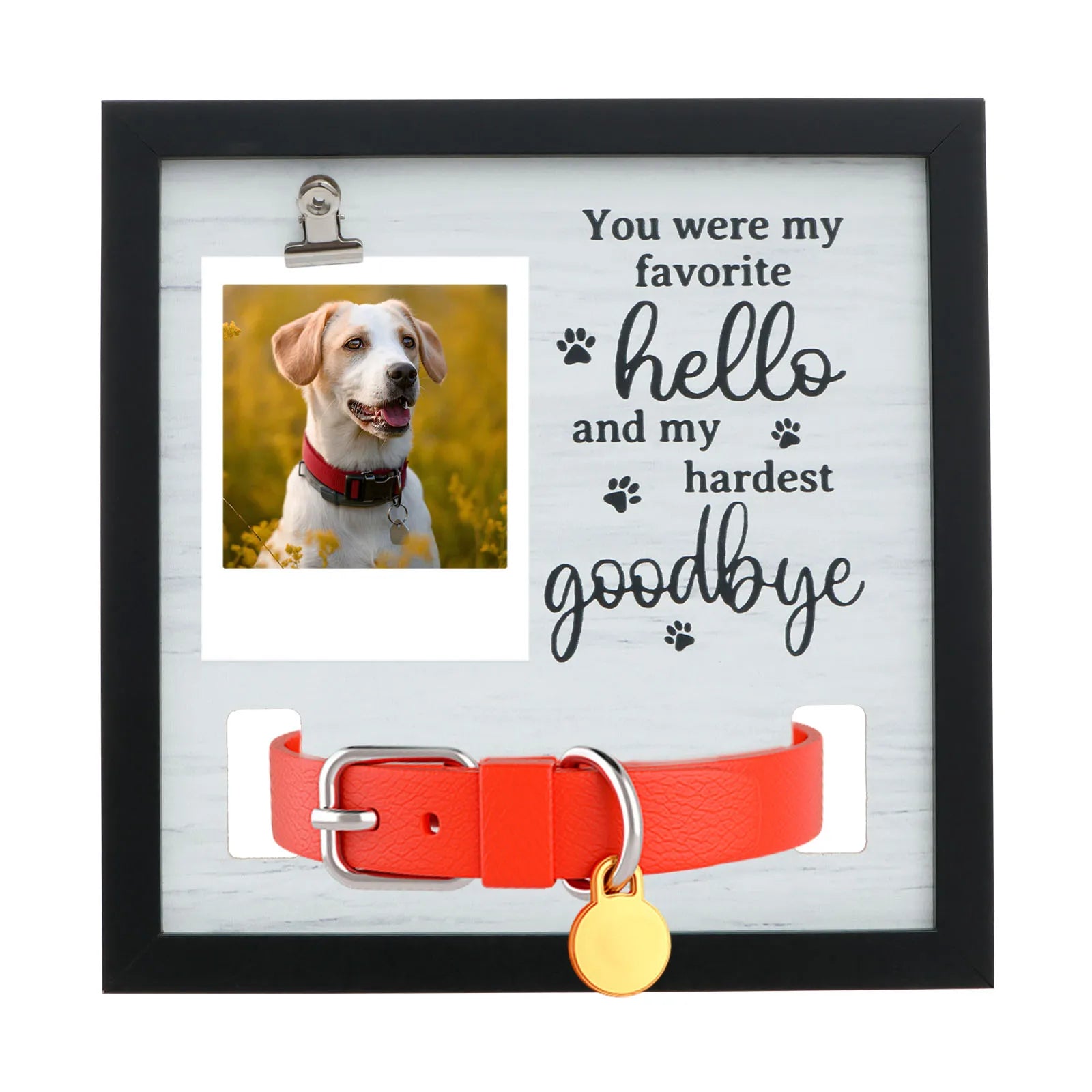 Solid Wood Pet Memorial Photo Frame – Sympathy Gift for Dog & Cat Loss with Hanging Clip & Postcard Display