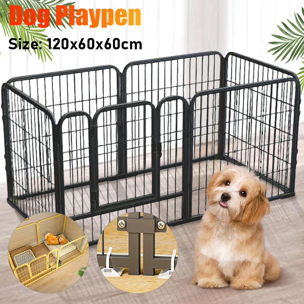 6-Panel Foldable Dog Playpen – Heavy-Duty Pet Exercise Fence for Dogs, Puppies, Cats & Rabbits