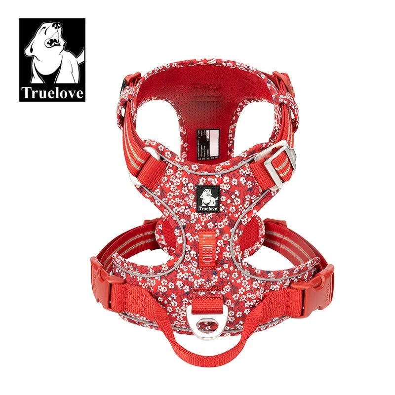 TRUE LOVE TLH5654 No-Pull Dog Harness – Adjustable Reflective Nylon Control Harness for Small to Large Dogs