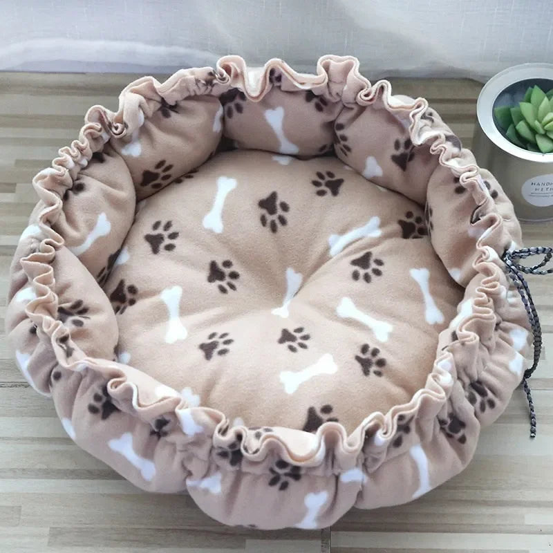 Drawstring Adjustable Pet Nest Bed – Dual-Use Soft Cushion for Cats & Puppies