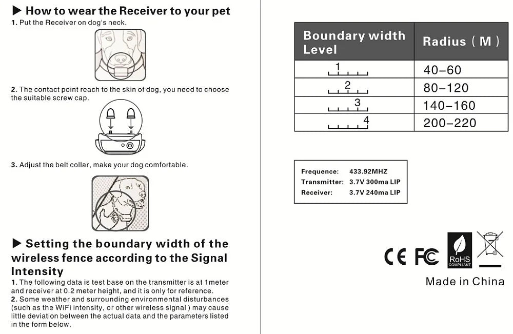 Wireless Dog Fence System – 200m Rechargeable Electric Collar with Beep & Shock Training Modes