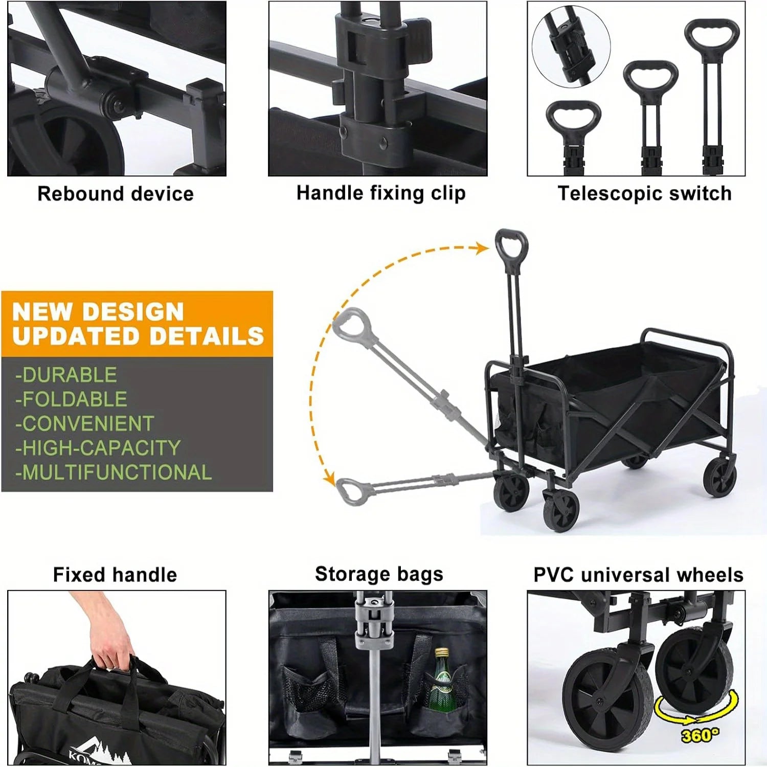 Collapsible Folding Beach Wagon – Large Capacity Utility Cart with All-Terrain Wheels