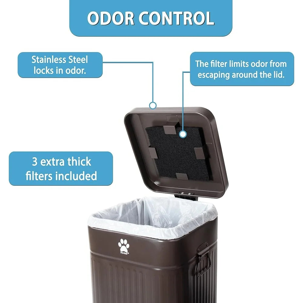 Outdoor Dog Waste Trash Can – 12L Odor-Proof Step-On Container with Lid | Rustproof, Weather-Resistant & Portable