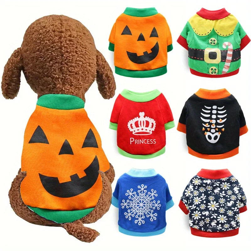 Christmas Pet Hoodie – Santa Print Warm Holiday Sweater for Dogs & Cats