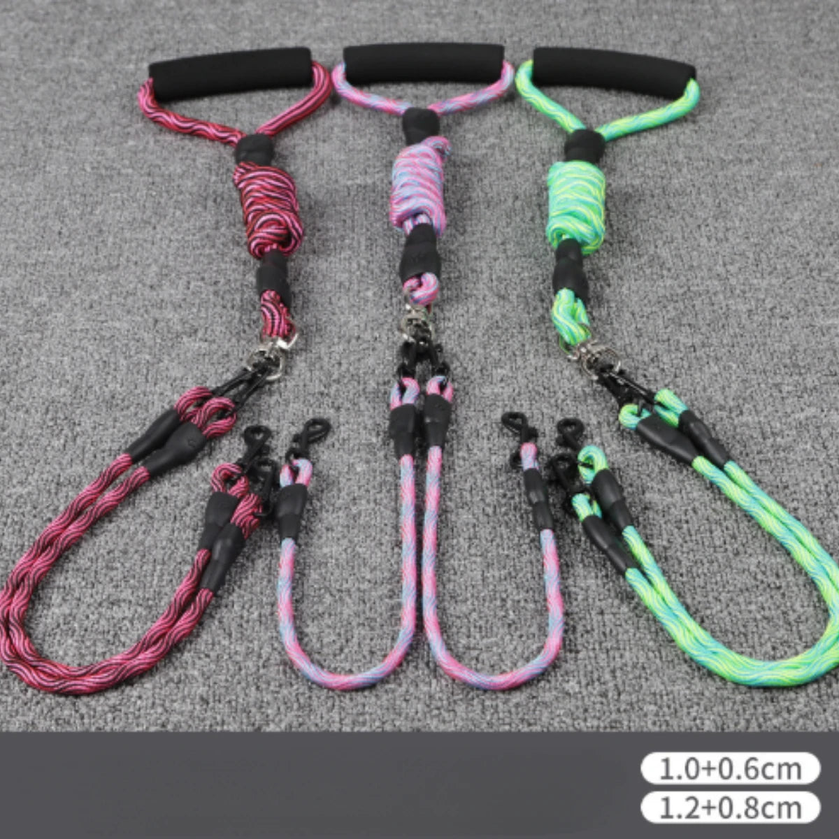 Double Dog Leash – Wave Pattern Anti-Winding Removable Rope