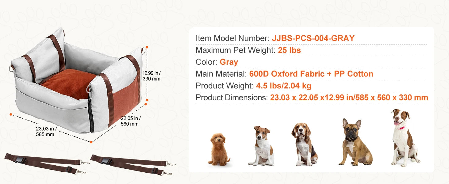 SucceBuy Dog Car Seat – Waterproof Booster Seat & Travel Bed for Medium & Large Dogs