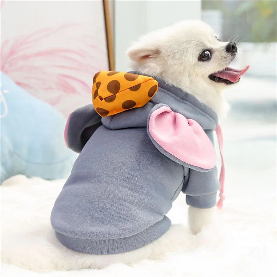 Mouse Hoodie Pet Costume – Funny Winter Cosplay Outfit for Dogs & Cats