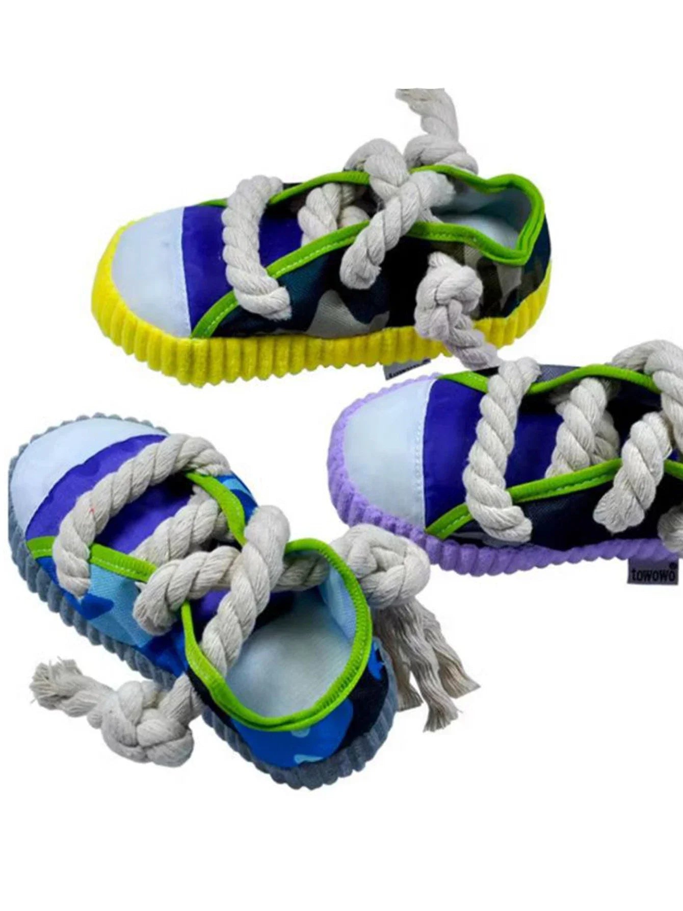 Sneaker-Shaped Dog Chew Toy – With Rope Knots & Squeaky Ball for Aggressive Chewers