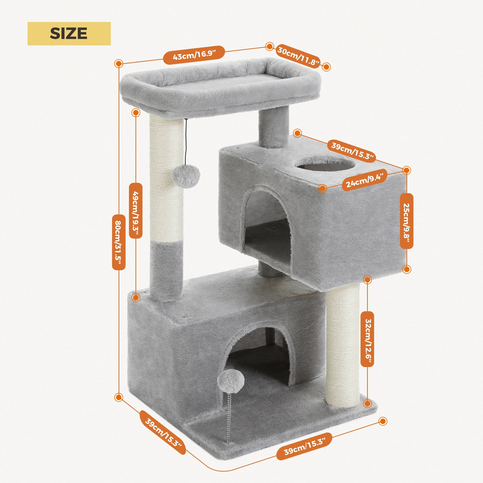 Large Multi-Level Cat Tree – Indoor Cat Tower with Condos, Scratching Pads & Toys