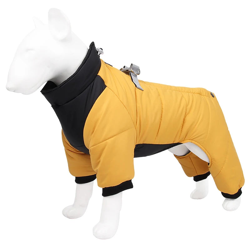 Four-Leg Dog Winter Coat – Waterproof Reflective Puffer for Small & Medium Dogs