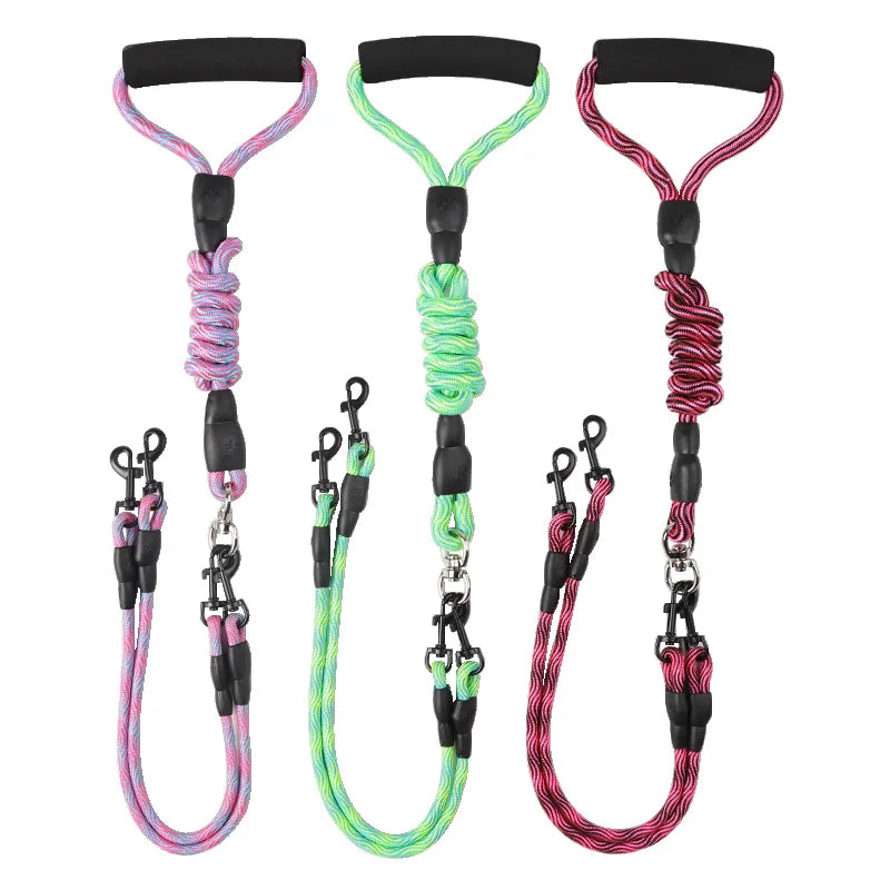 Double Dog Leash – Wave Pattern Anti-Winding Removable Rope