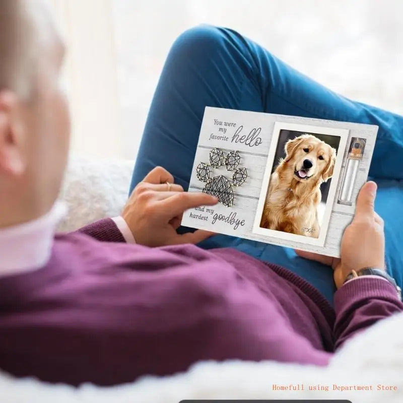 Personalized Pet Memorial Photo Frame with Glass Bottle Keepsake