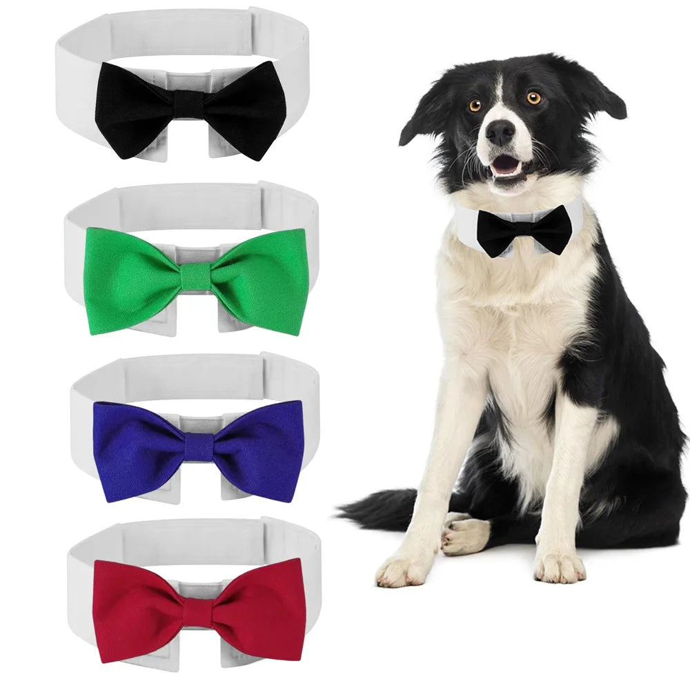 Sucado Adjustable Formal Necktie Tuxedo Bow Tie Collar – Elegant Pet Accessory for Dogs & Cats (Wedding, Holiday, Party)