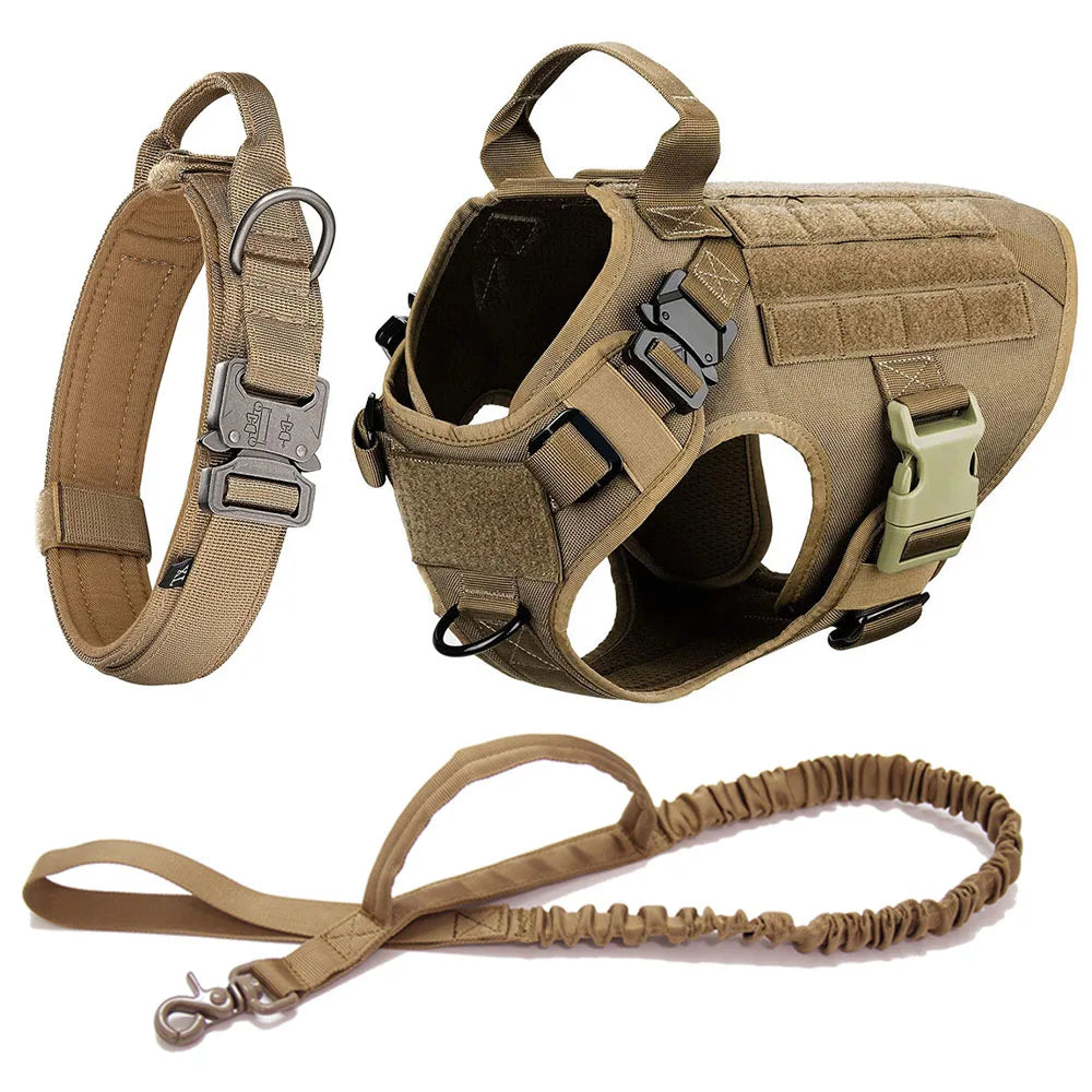 Tactical Dog Harness Set – Collar, Leash & Vest for Large and Small Dogs