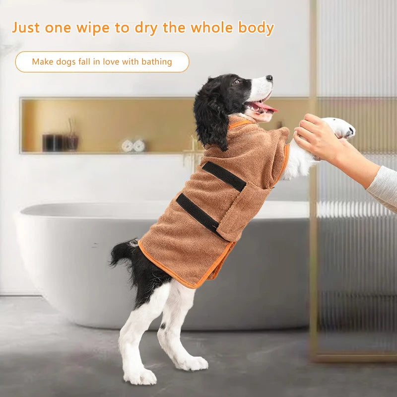 Quick-Dry Dog Bathrobe – Soft, Absorbent Towel Robe for Small to Large Dogs