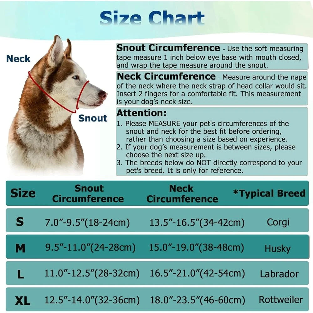 No-Pull Dog Head Halter – Gentle Face Harness with Reflective Leash for Medium to Large Pulling Dogs
