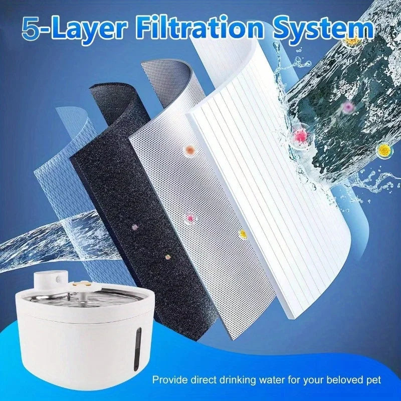 Wireless 2.6L Cat Water Fountain – Stainless Steel with LED Light & Filters