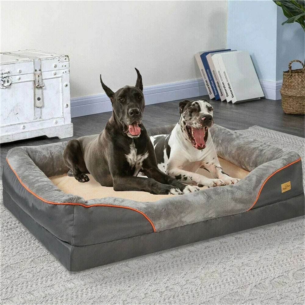 Jumbo Orthopedic Memory Foam Dog Bed – Waterproof Bolster Sofa with Removable Cover