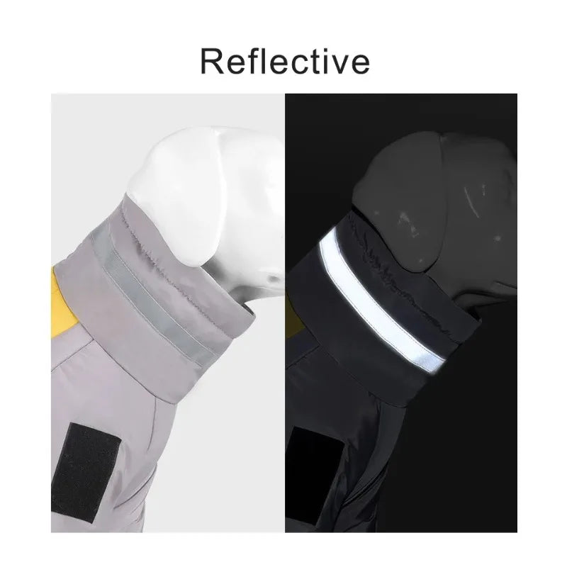 Winter Dog Down Jacket – Waterproof Reflective Coat with High Collar for Medium & Large Dogs