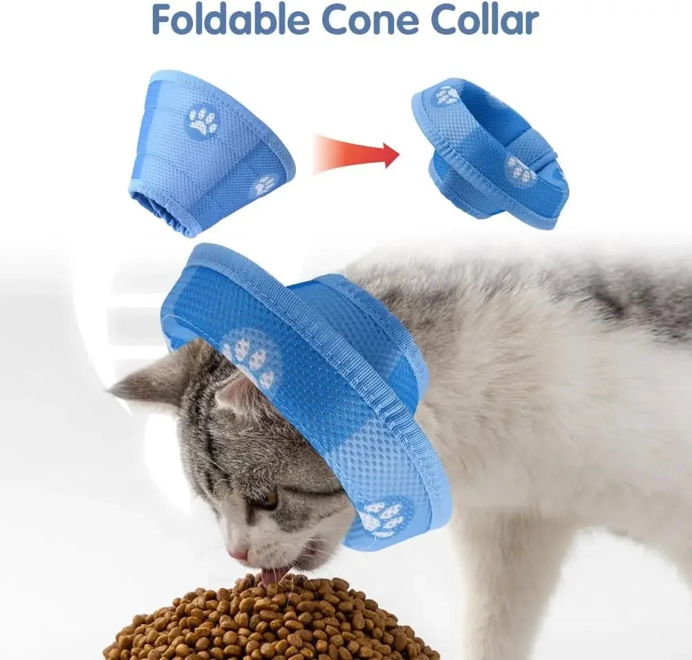Adjustable Soft Cat Recovery Cone – Anti-Bite Protective Collar for Cats & Small Dogs