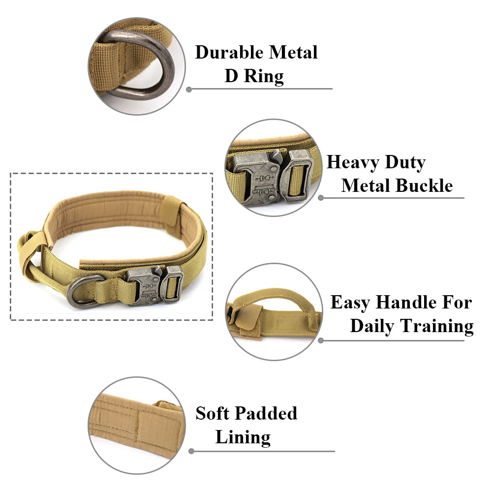 Tactical Dog Collar with Handle – Military Training Collar for Medium & Large Dogs