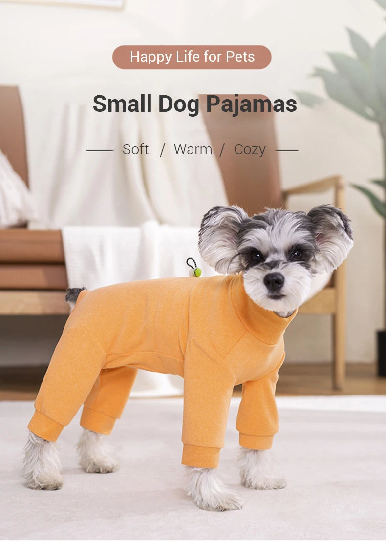 Winter Dog Pajamas – Soft Velvet Warm Jumpsuit for Small Dogs with High Neck