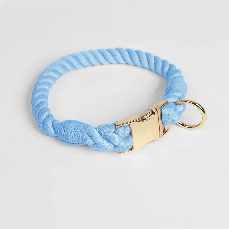 Hand-Woven Cotton Rope Dog Collar & Leash Set – Medium & Large Dogs