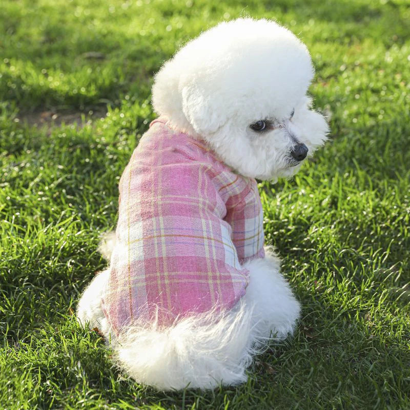 British Plaid Summer Dog Shirt – Lightweight Vest for Small Dogs
