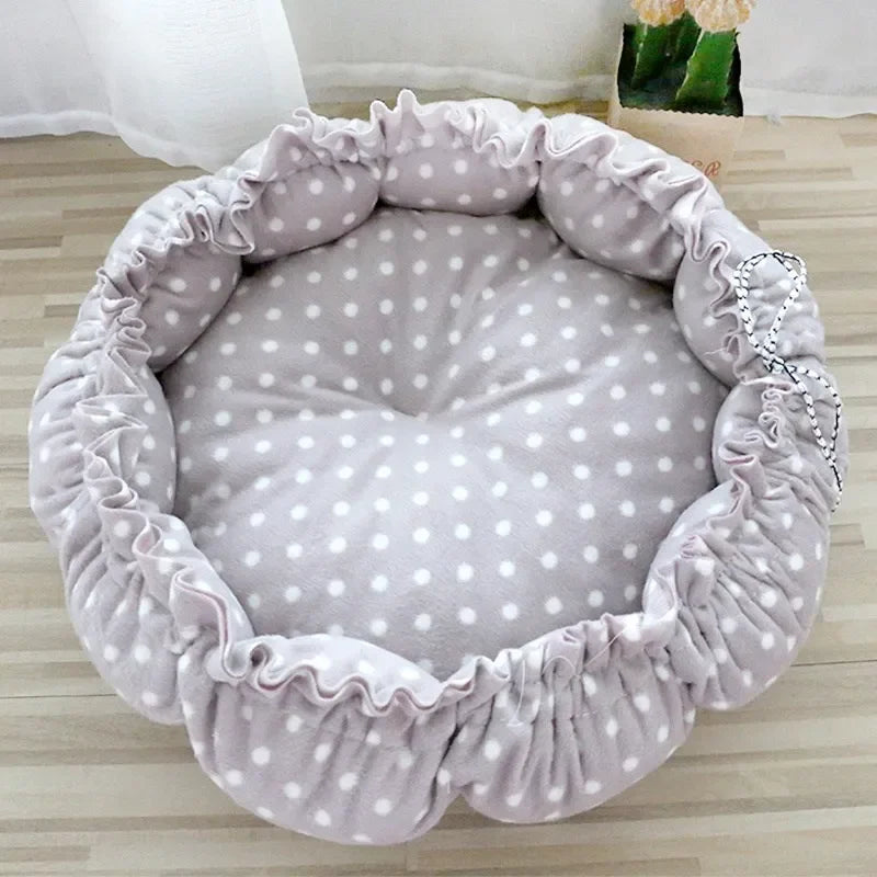Drawstring Adjustable Pet Nest Bed – Dual-Use Soft Cushion for Cats & Puppies