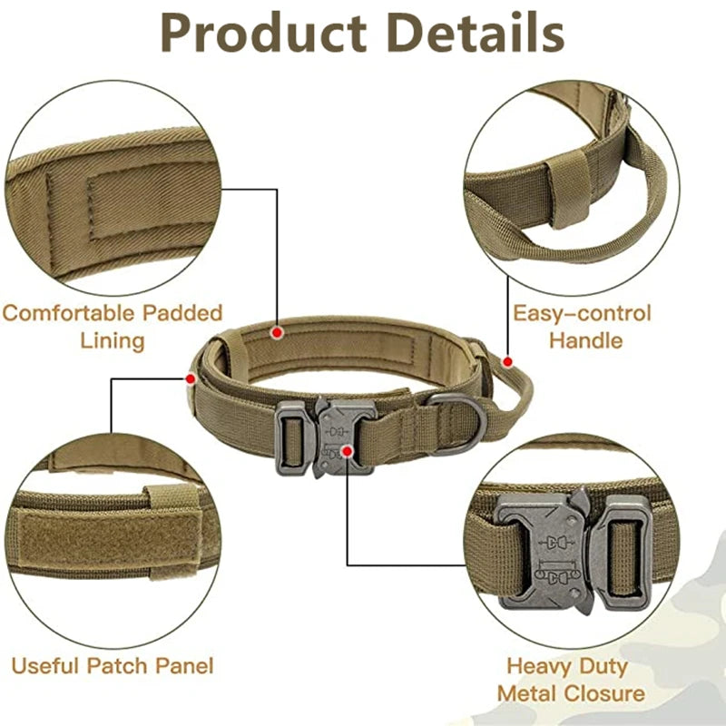 Tactical Dog Collar & Leash Set – Adjustable Military Training Gear for Medium & Large Dogs