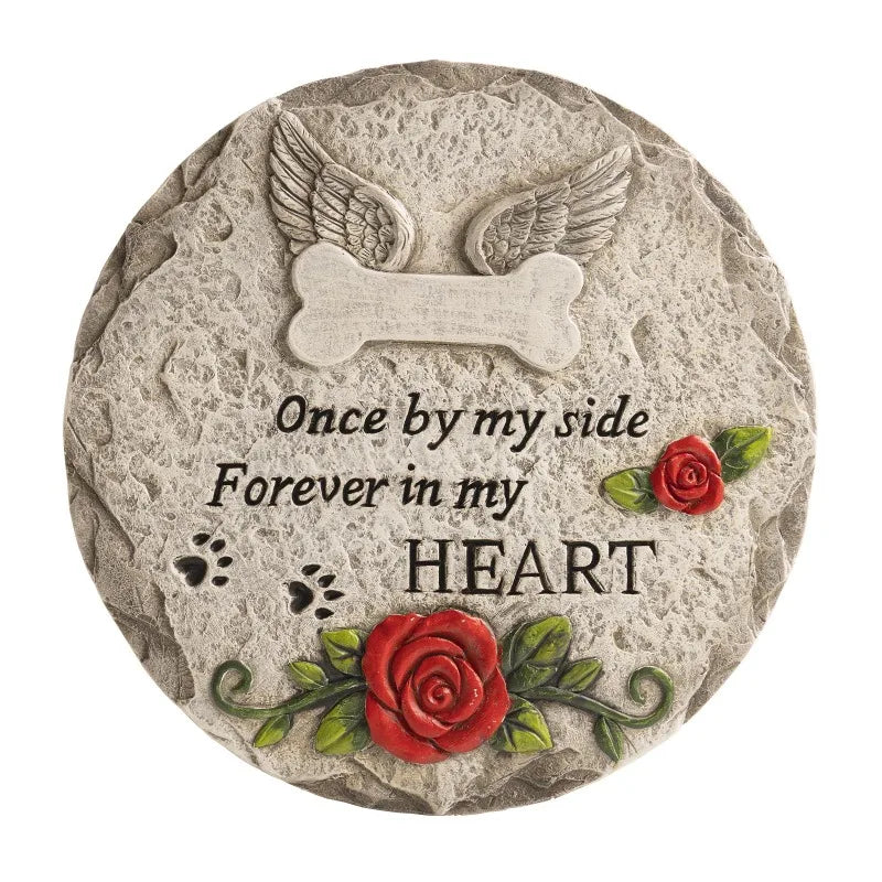 Pet Memorial Stone – Sympathy Gift for Loss of Dog or Cat, Paw Print Grave Marker for Garden or Indoor Remembrance