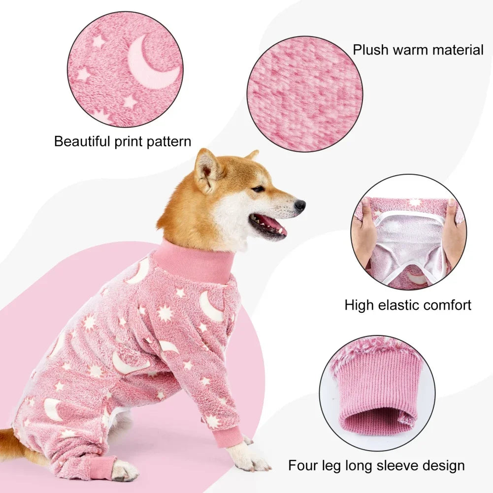 4-Legged Fleece Dog Pajamas – Soft, Stretchable Full-Body Onesie