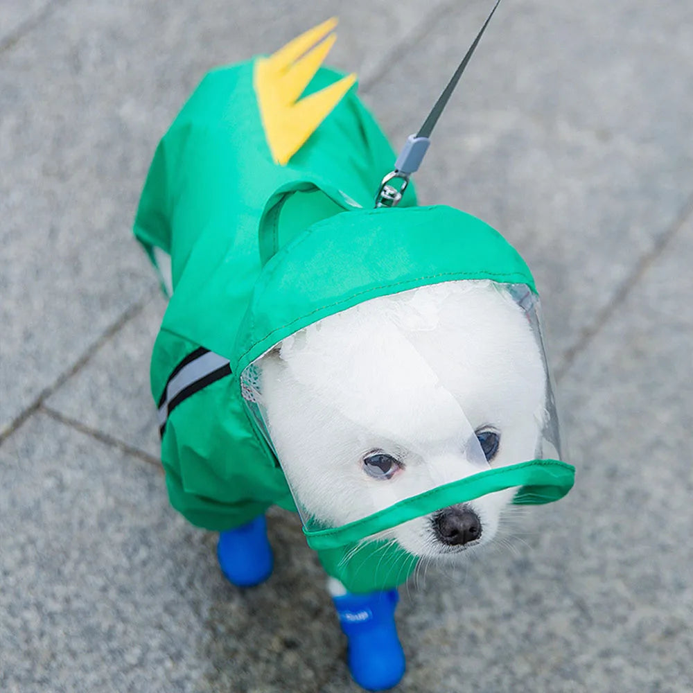 Bear Dog Raincoat – Full Body Waterproof Puppy Jacket with Hood