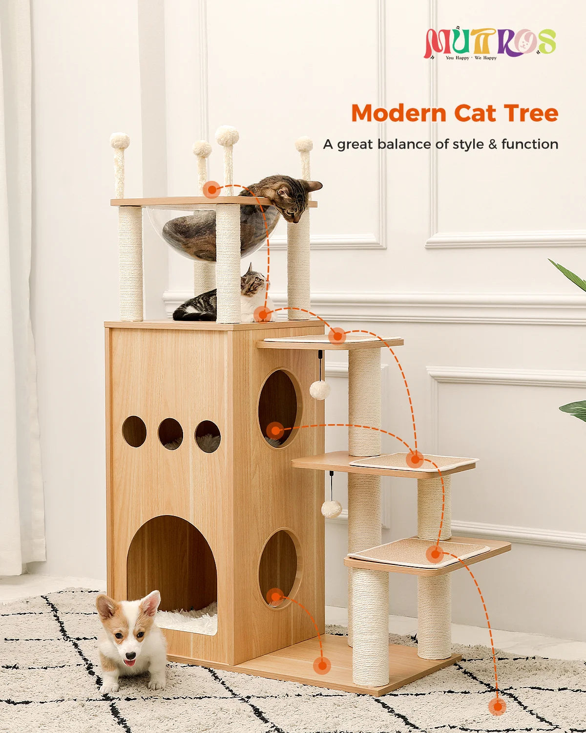 Multi-Level Cat Tree – Condo Tower with Hammock, Scratching Posts & Toys