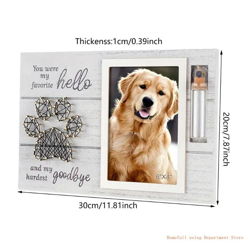 Personalized Pet Memorial Photo Frame with Glass Bottle Keepsake
