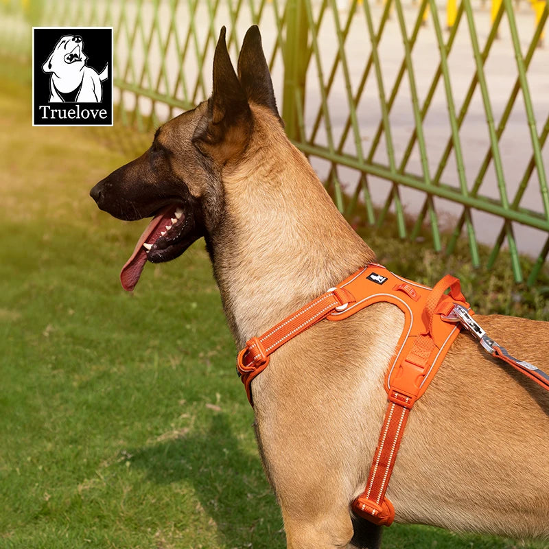TRUE LOVE TLH5654 No-Pull Dog Harness – Adjustable Reflective Nylon Control Harness for Small to Large Dogs