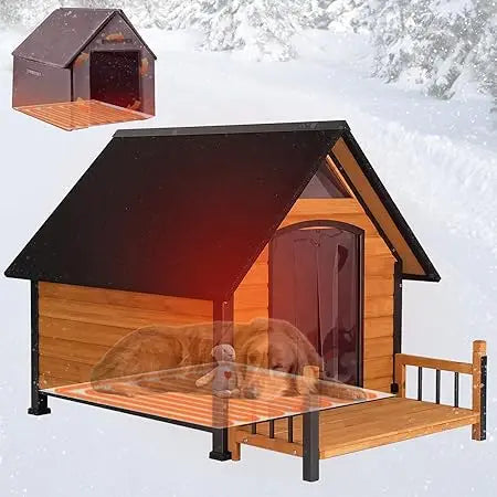 Outdoor Insulated Dog House – Weatherproof Large Dog Kennel with Anti-Chewing Iron Frame (50.87" L)