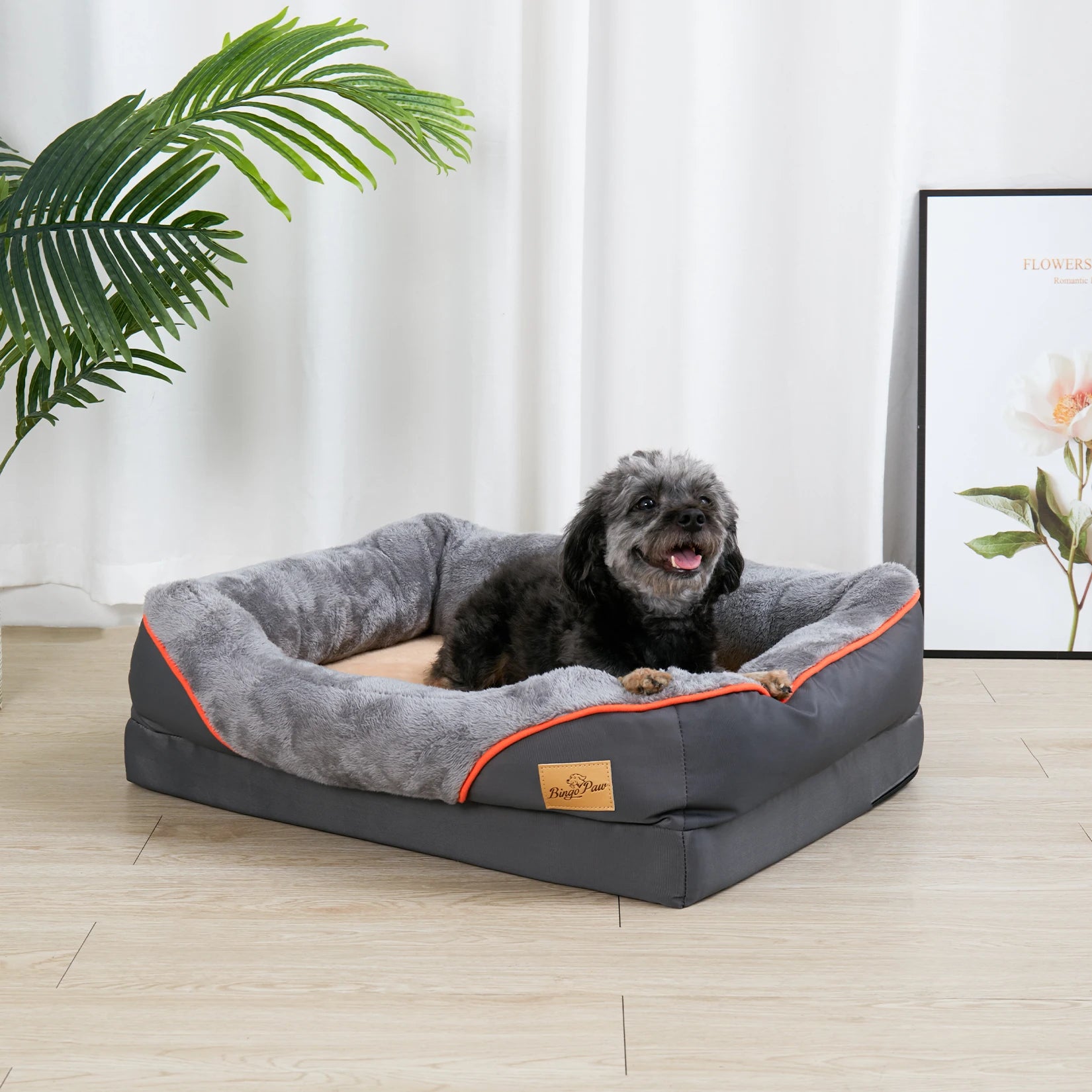 Orthopedic Dog Bed – Super Soft Foam Pet Sleeping Mat with Cotton-Padded Bolster & Removable Washable Cover (Sizes L–3XL)