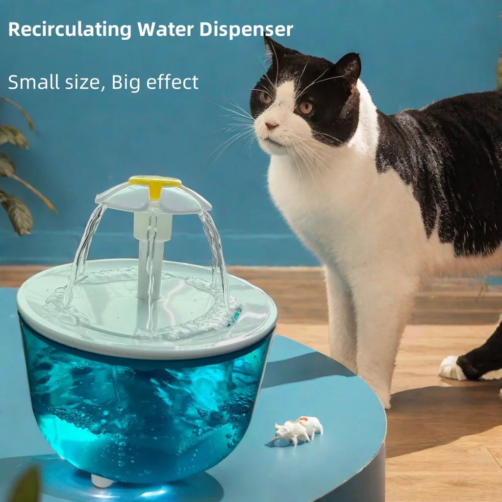 Cat Flower Water Fountain – Silent USB-Powered Pet Water Dispenser with Filter for Cats & Small Dogs