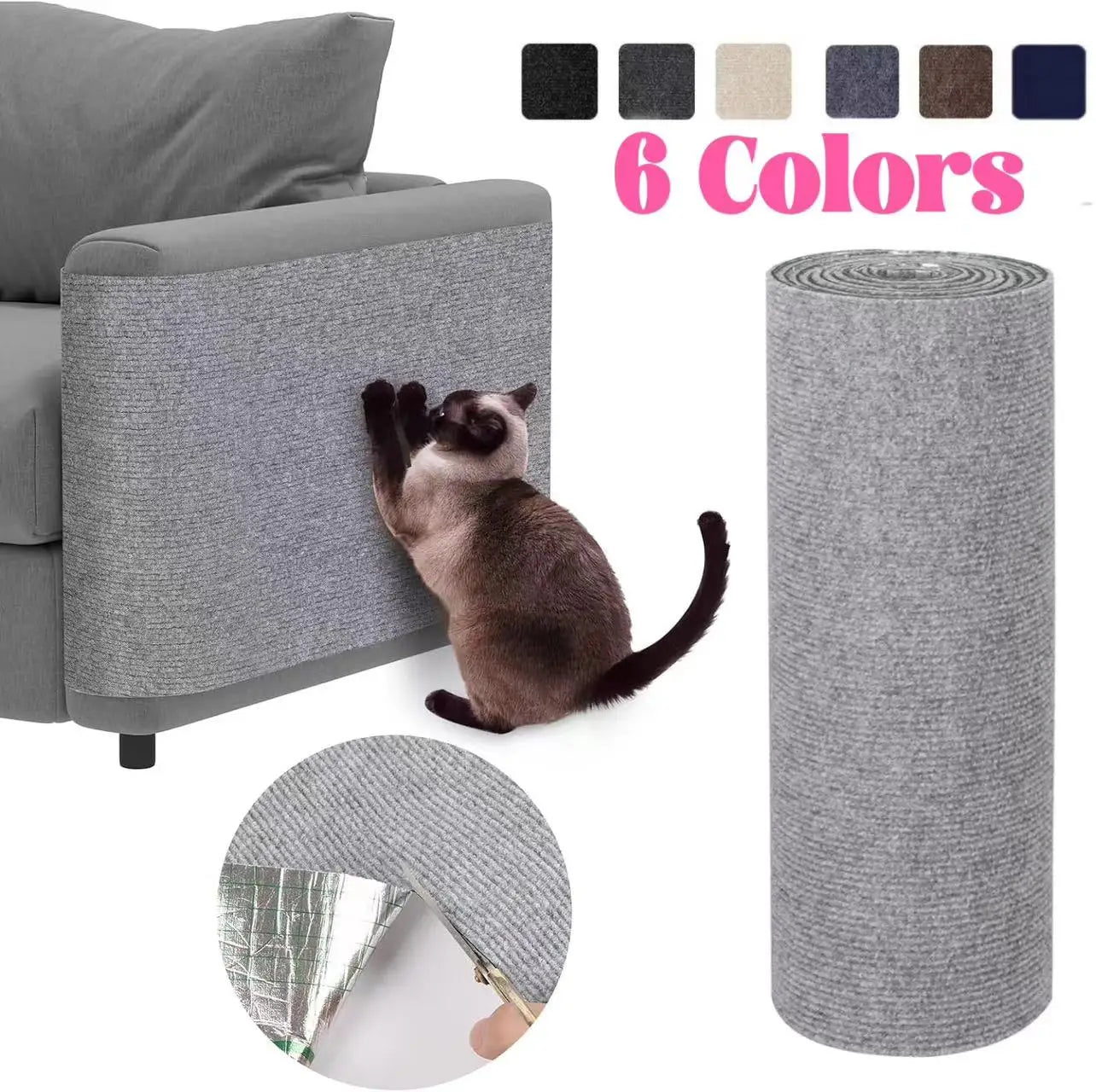 CSelf-Adhesive Cat Scratching Mat – Trimmable Furniture Protector for Sofa & Carpet Surfaces