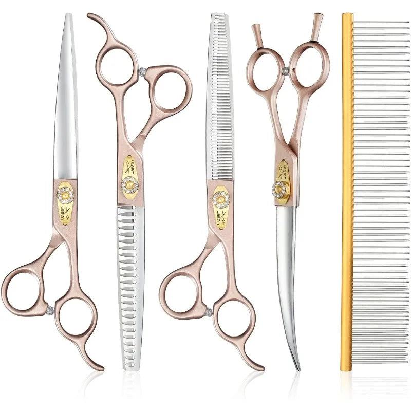 6-in-1 Professional Dog Grooming Scissors Kit – 7.5" Shears, Thinning & Chunker Set
