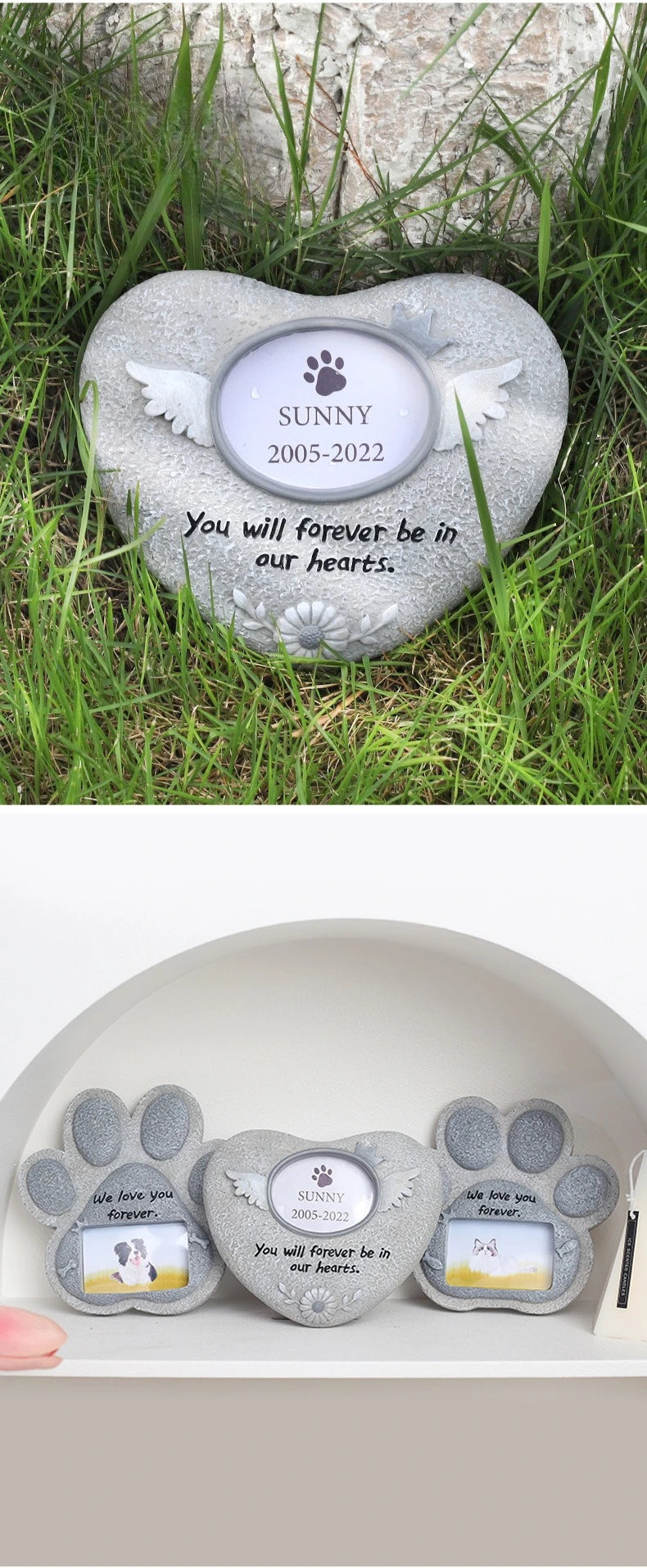Pet Memorial Gifts for Dogs Cat, Pet Grave Markers with Photo Frames, Loss of Dog Sympathy Gift, Death Sympathy Bereavement