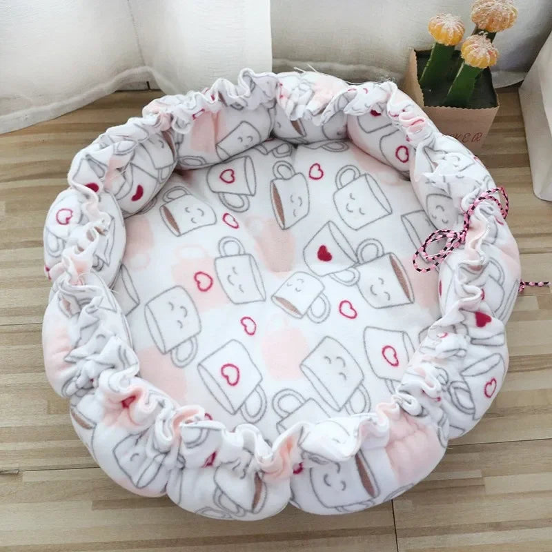 Drawstring Adjustable Pet Nest Bed – Dual-Use Soft Cushion for Cats & Puppies