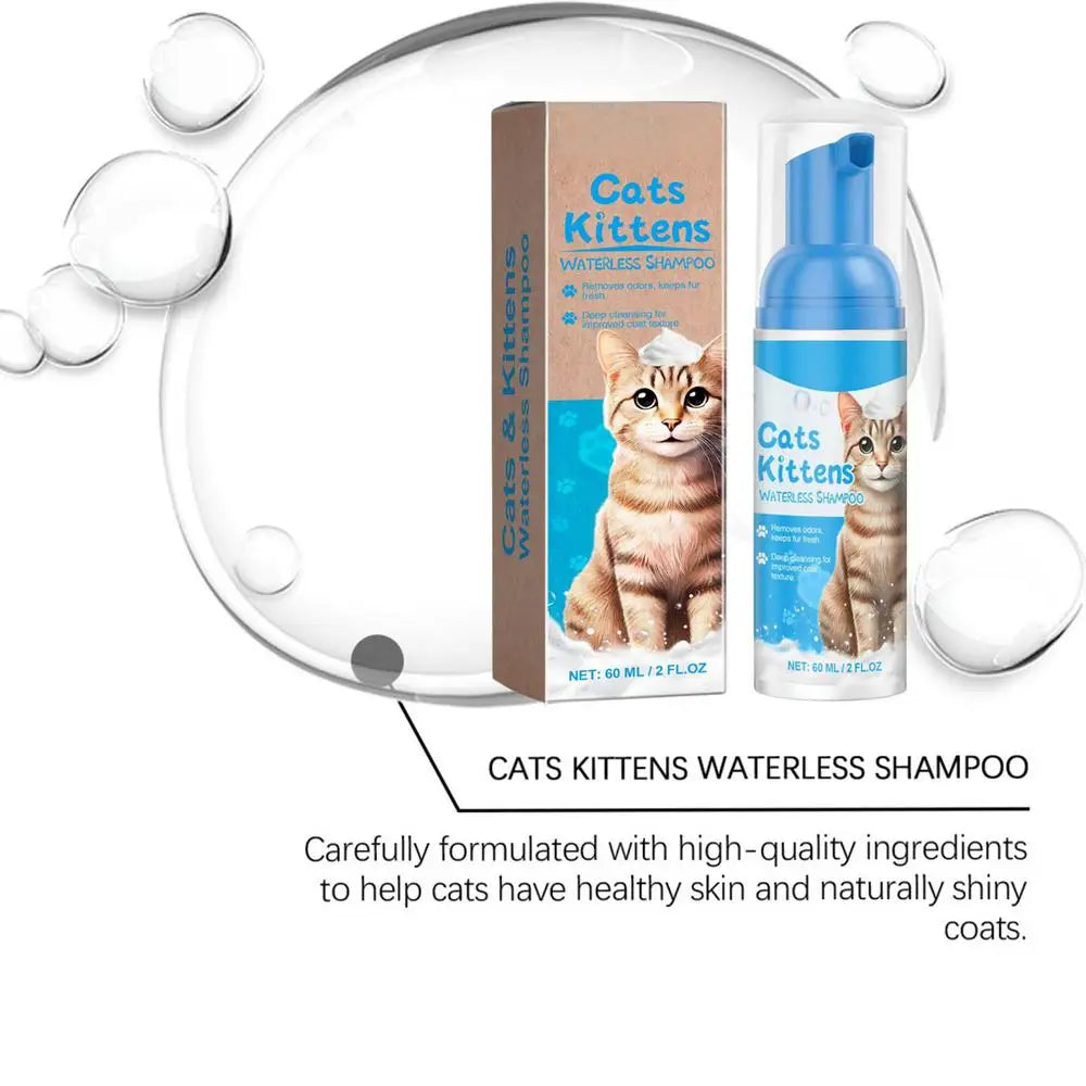 Waterless Cat Shampoo – Licking Safe Dry Foam Cleanser (60ml)
