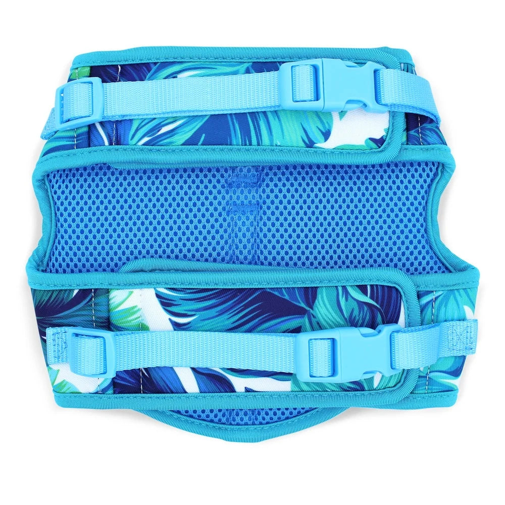 Adjustable Tropical Leaf Dog Harness – Medium Size, Stylish & Secure Walking Vest with D-Ring for Training & Control