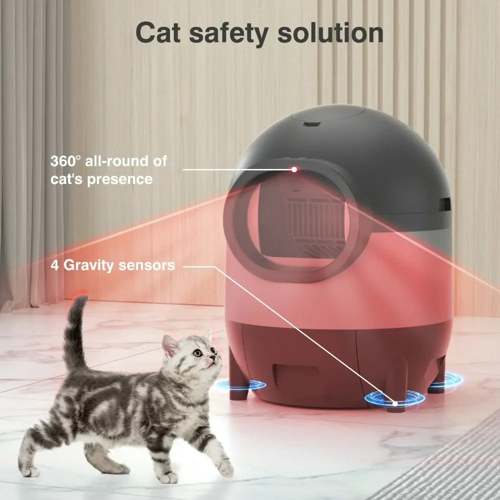 Automatic Cat Litter Box with 2.4G WiFi – Self-Cleaning Cat Litter Box with APP Control, Odor Management & Safety Sensors (Black)