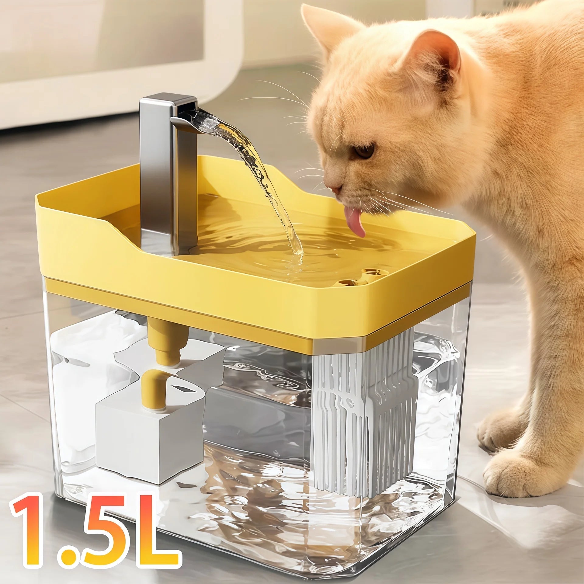 Cat Automatic Water Dispenser – Silent Drinking Fountain with Circulating Pump & Filter, Removable Bowl