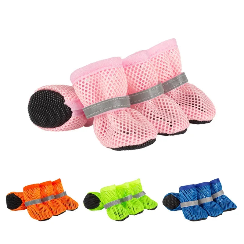 4-Pack Non-Slip Dog Shoes – Breathable, Wear-Resistant Boots for Small & Medium Dogs